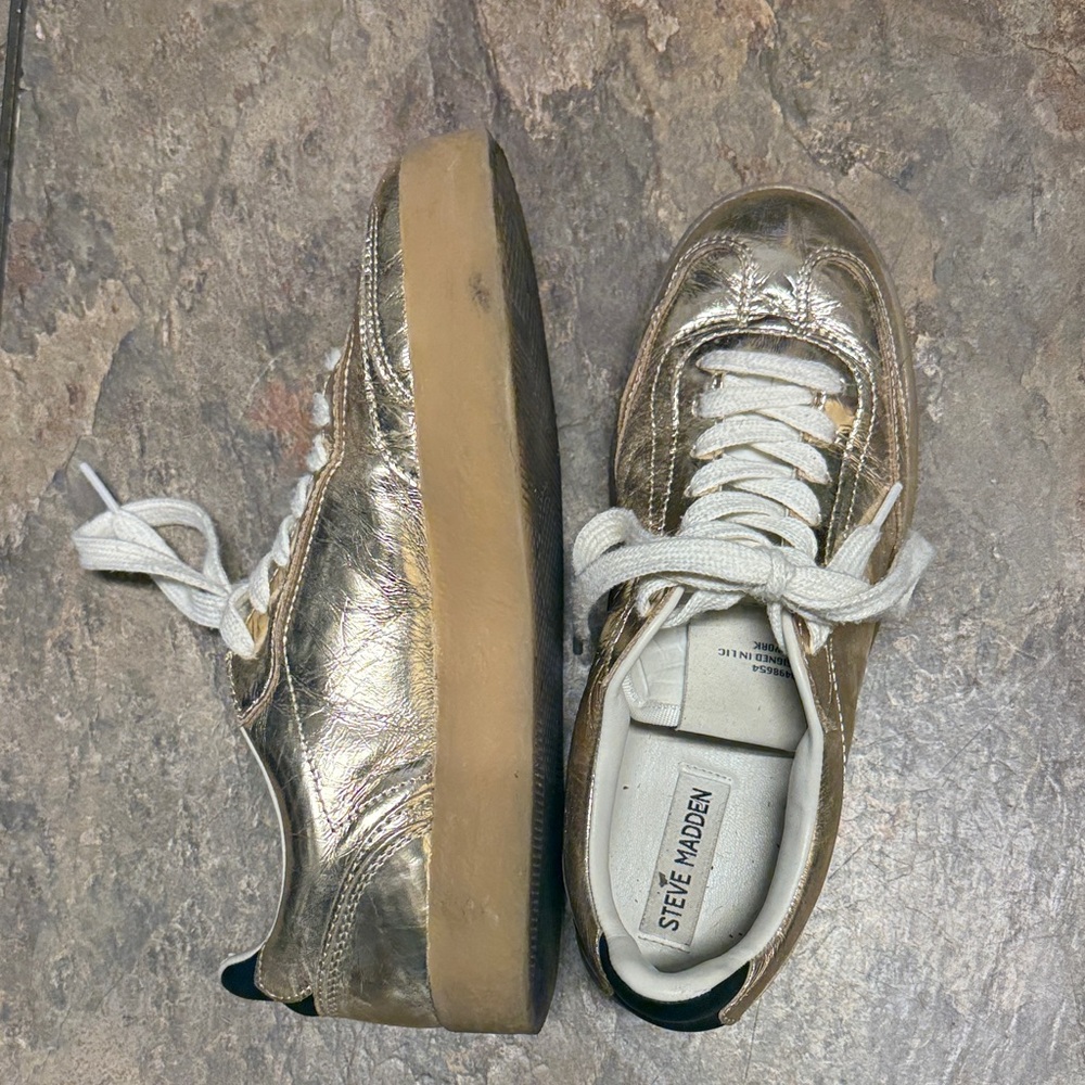 Steve Madden Metallic Gold Women's Sneakers - Picture 9 of 11